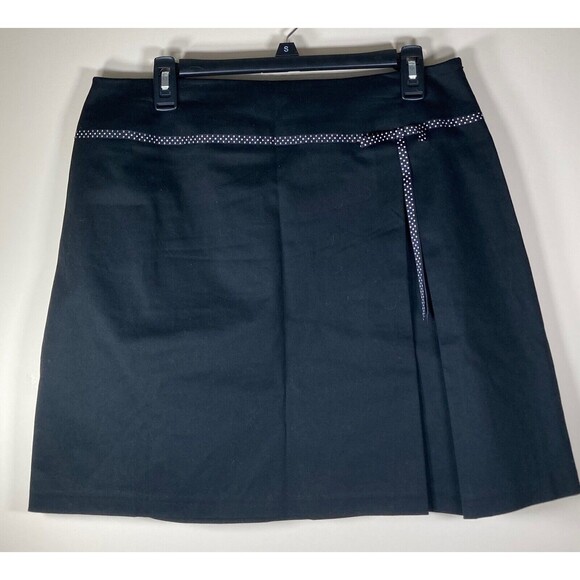 BRIGGS New York Woman's Skirt Black W/Black & White Ribbon Trim Size 14 NWOT - Picture 1 of 7